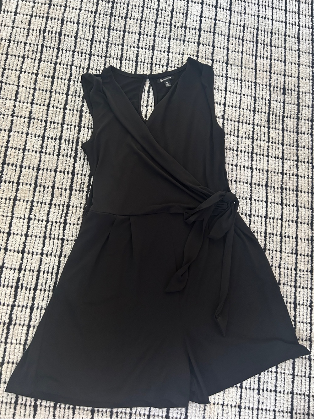 Versona Black Sleeveless Wrap Romper with Side Tie